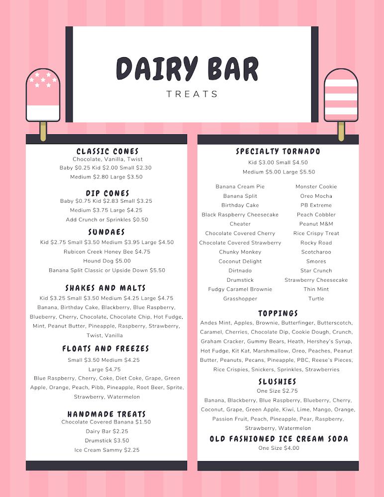 Francis Dairy Bar, Inc. Menu image 1